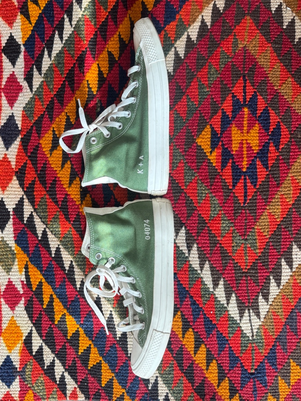 Converse Green Canvas High-Top Sneakers with White Trim